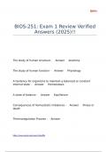 BIOS-251 Exam 1 Review Verified Answers &lpar;2025&rpar;&excl;&excl;