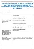 STRUCTURAL PEST CONTROL BOARD APPLICATORS EXAM  STUDY QUESTIONS &sol;COMPELETE ACTUAL EXAM WITH  QUESTIONS AND ANSWERS &lpar;A&plus; GUIDE SOLUTION&rpar; BRAND  NEW 2025-2026  