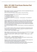 BIOL 101 UNC Final Exam Review Part One &lpar;Unit 1 Exam&rpar; Complete Questions And Answers With Latest Quiz