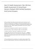 Hesi V2 Health Assessment &sol; Bsn 246 Hesi Health Assessment V2 Actual Exam Versions Testbank With Verified Questions And Correct Answers
