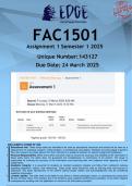 FAC1501 Assignment 1 &lpar;ANSWERS&rpar; Semester 1 2025 - DISTINCTION GUARANTEED