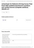 Actual Exam for Defensive Driving Course&colon; Final Exam 2025 update&vert;comprehensive questions and verified answers &lpar;complete solutions&rpar; GRADE A&plus;&excl;&excl;