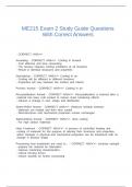 ME215 Exam 2 Study Guide Questions With Correct Answers