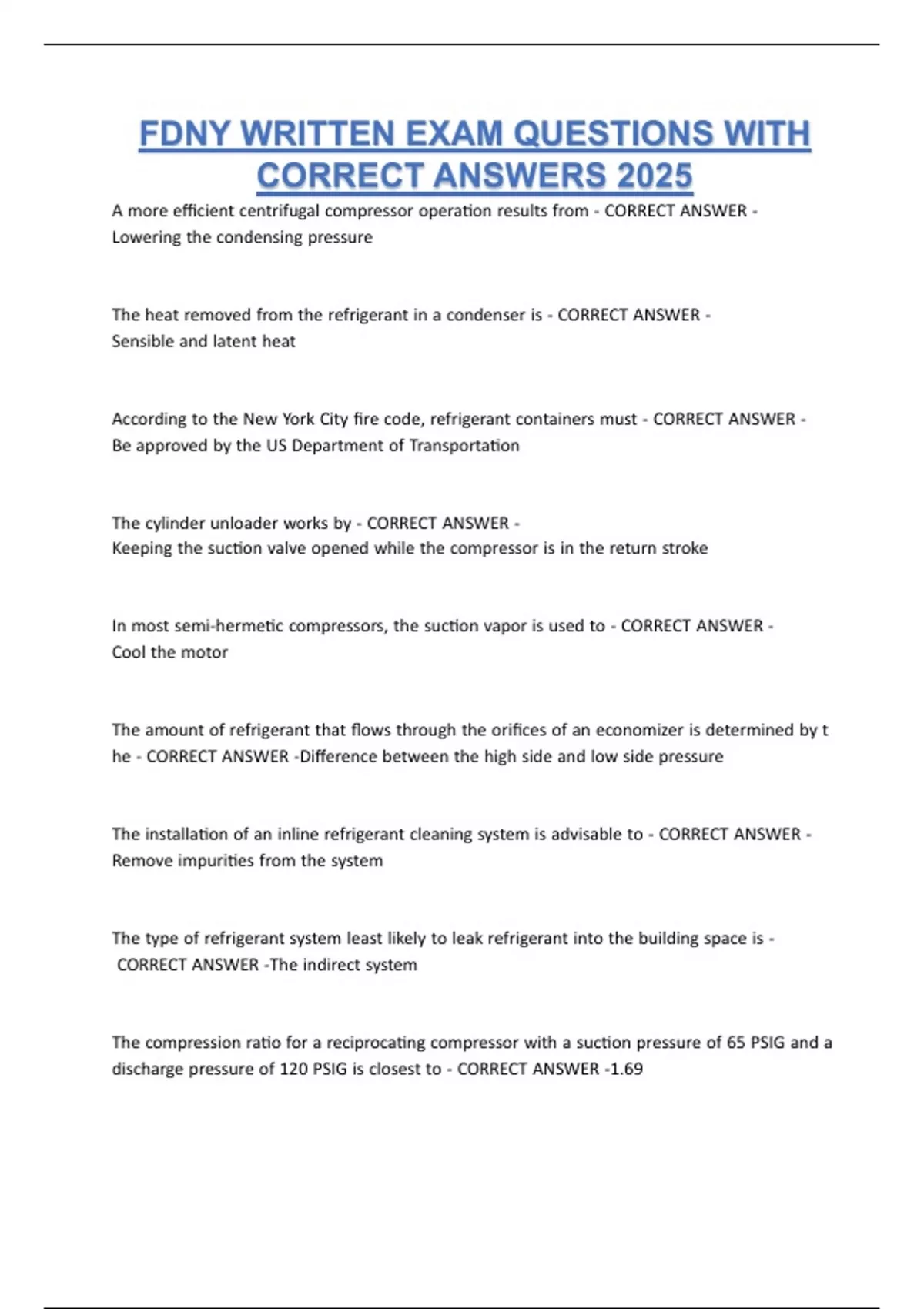 Fdny Written Exam Questions With Correct Answers 2025 Fdny A 35