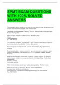 SPMT EXAM QUESTIONS WITH 100&percnt; SOLVED ANSWERS 