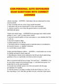 CISR-PERSONAL AUTO EXPOSURES EXAM QUESTIONS WITH CORRECT ANSWERS
