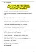 BIO 181 LAB MIDTERM GRAND CANYON UNIVERSITY &sol; EXPERT VERIFIED ACTUAL QUESTIONS & ANSWERS