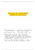 GEOLOGY 101 EXAM 2 WITH COMPLETE SOLUTIONS