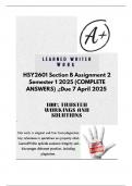 HSY2601 Section B Assignment 2 Semester 1 2025 &lpar;COMPLETE ANSWERS&rpar; &comma;&semi;Due 7 April 2025  -&semi; 100&percnt; Complete&comma; trusted solutions and explanations 
