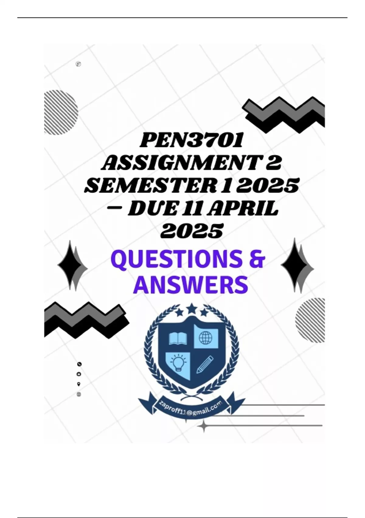 PEN3701 ASSIGNMENT 2 SEMESTER 1 2025 – DUE 11 APRIL 2025 - PEN3701 ...