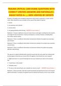 TRAUMA CRITICAL CARE EXAM&lpar; QUESTIONS WITH  CORRECT VERIFIED ANSWERS AND RATIONALES &rpar;  HIGHLY RATED A&plus; &semi;&semi;&semi; 100&percnt; VERIFIED BY EXPERTS