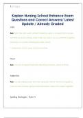 Kaplan Nursing School Entrance Exam  Questions and Correct Answers&sol; Latest  Update &sol; Already Graded