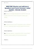IMED1004 Vitamins and deficiency  Questions and Correct Answers&sol; Latest  Update &sol; Already Graded