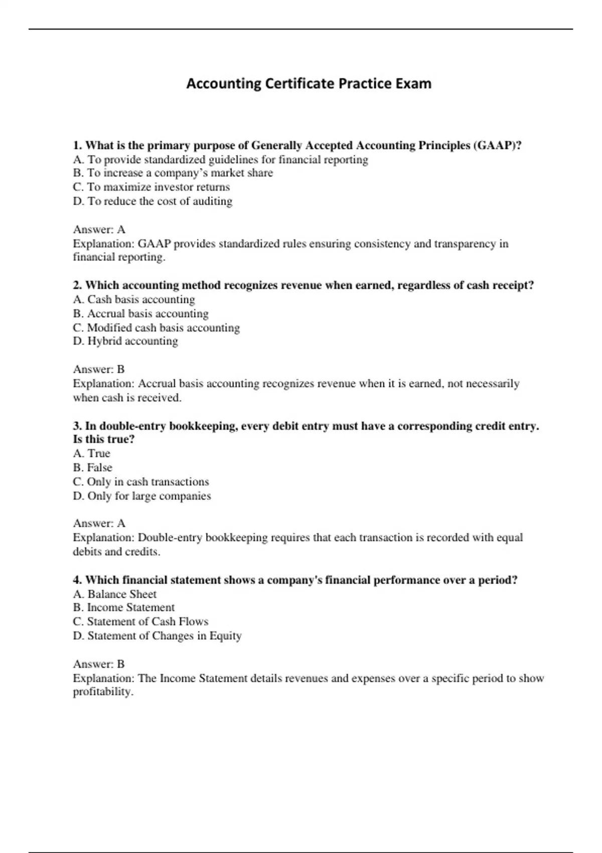 Accounting Certificate Practice Exam - Computers - Stuvia US