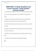 IMED1004 &lpar;11&rpar; Sleep Questions and  Correct Answers&sol; Latest Update &sol;  Already Graded