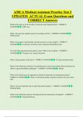 AMCA Medical Assistant Practice Test 2  UPDATED  ACTUAL Exam Questions and  CORRECT Answers 