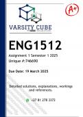 ENG1512 Assignment 1 &lpar;DETAILED ANSWERS&rpar; Semester 1 2025 - DISTINCTION GUARANTEED
