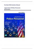 Test Bank with Solution Manual For Supervision of Police Personnel&comma; 10th Edition by Iannone&comma; &lpar;Ch 1 to 15 Covered&rpar; LATEST UPDATE