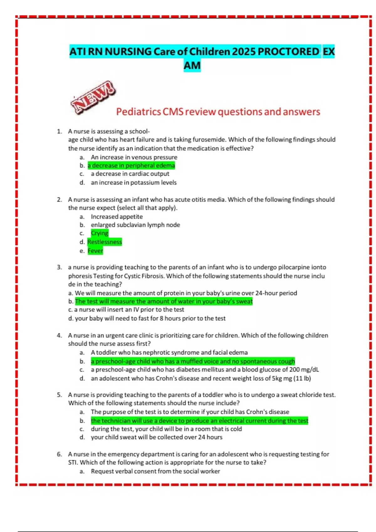ATI RN NURSING Care of Children 2025 PROCTOREDT EXAM - ATI RN NURSING ...
