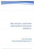 BIBL-104 Quiz 1 Questions and Complete Solutions Graded A&plus;