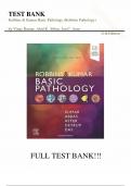 TEST BANK For Robbins & Kumar Basic Pathology&comma; 11th Edition by Vinay Kumar&comma; Abul K&period; Abba&vert;&vert; All Chapters 1 - 25&comma; Complete Newest Version