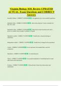Virginia Biology SOL Review UPDATED  ACTUAL  Exam Questions and CORRECT  Answers 