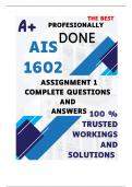 AIS1602 Assignment 1 &lpar;100&percnt; COMPLETE ANSWERS&rpar; Semester 1 2025