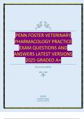 PENN FOSTER VETERINARY PHARMACOLOGY PRACTICE EXAM QUESTIONS AND ANSWERS