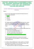 NUR2092 HEALTH ASSESSMENT EXAM 2 QUIZ TESTBANK QUESTIONS AND ANSWERS WITH RATIONALE LATEST 2022- 2023 RASMUSSEN COLLEGE 2025 UPDATED&period;pdf