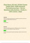 Final Exam&colon; NU 643 &sol; NU643 &lpar;Latest Update 2025 &sol; 2026&rpar; Advanced Psychopharmacology &vert; Review Questions with Answers &vert; Grade A &vert; 100&percnt; Correct - Regis