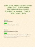 Final Exam&colon; NU643 &sol; NU 643 &lpar;Latest Update 2025 &sol; 2026&rpar; Advanced Psychopharmacology &vert; Guide Questions and Answers &vert; Grade A &vert; 100&percnt; Correct - Regis