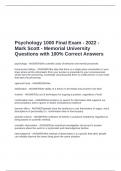 Psychology 1000 Final Exam - 2022 - Mark Scott - Memorial University Questions with 100&percnt; Correct Answers