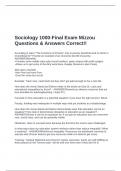 Sociology 1000-Final Exam Mizzou Questions & Answers Correct&excl;&excl;