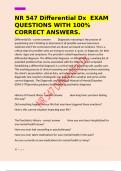 NR 547 Differential Dx  EXAM QUESTIONS WITH 100&percnt; CORRECT ANSWERS&period;