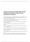 Auburn University COMM 1000&colon; Public Speaking Final Exam Study Guide Qurstions & Answers
