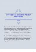 DOT MEDICAL EXAMINER REVIEW QUESTIONS WITH GUARANTEED ACCURATE ANSWERS