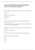 Clinical Psychopharmacology Study Guide Answers for all Exams 2025&sol;26 