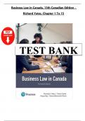 Test Bank - Business Law in Canada&comma; 13th Canadian Edition - Richard Yates&comma; Chapter 1-15
