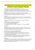 Dwelling Policy Practice Questions And Answers Latest Update &vert; Solved