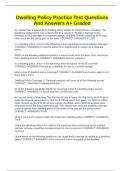 Dwelling Policy Practice Test Questions And Answers A&plus; Graded