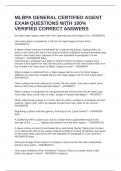 MLBPA GENERAL CERTIFIED AGENT EXAM QUESTIONS WITH 100&percnt; VERIFIED CORRECT ANSWERS 