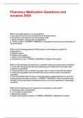 Pharmacy Medication Questions and answers 2025