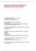 Rasmussen Mental Health Exam 1 Questions and answers 2025&period;