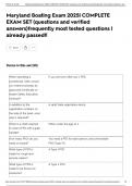 Maryland Boating Exam 2025&vert; COMPLETE EXAM SET &lpar;questions and verified answers&rpar;frequently most tested questions &vert; already passed&excl;&excl;