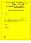  WGU D381 E-COMMERCE AND MARKETING ANALYTICS&colon; ALL LESSON ASSESSMENTS QUESTIONS AND ANSWERS 2025