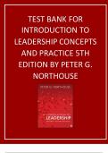 TEST BANK FOR INTRODUCTION TO  LEADERSHIP CONCEPTS  AND PRACTICE 5TH  EDITION