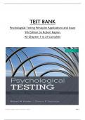 TEST BANK for Psychological Testing Principles Applications and Issues  9th Edition by Robert Kaplan  All Chapters 1 to 21 Complete  Downloadable Pdf