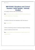BBH EXAM 2 Questions and Correct  Answers&sol; Latest Update &sol; Already  Graded