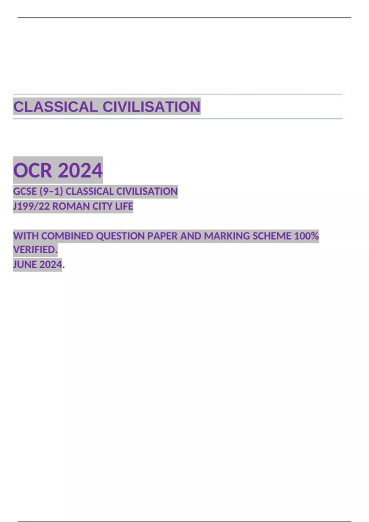 OCR 2024 GCSE 9 1 CLASSICAL CIVILISATION J199 22 ROMAN CITY LIFE WITH ocr-2024-gcse-9-1-classical-civilisation-j199-22-roman-city-life-with