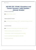 ASU BIO 201&colon; EXAM 3 Questions and  Correct Answers&sol; Latest Update &sol;  Already Graded